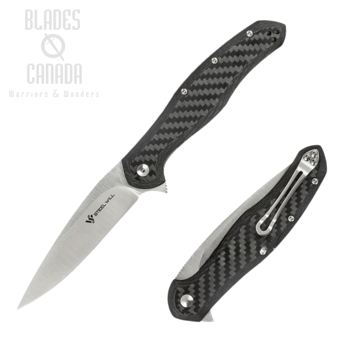 Steel Will Intrigue Flipper Folding Knife, M390, Carbon Fiber, F45-71